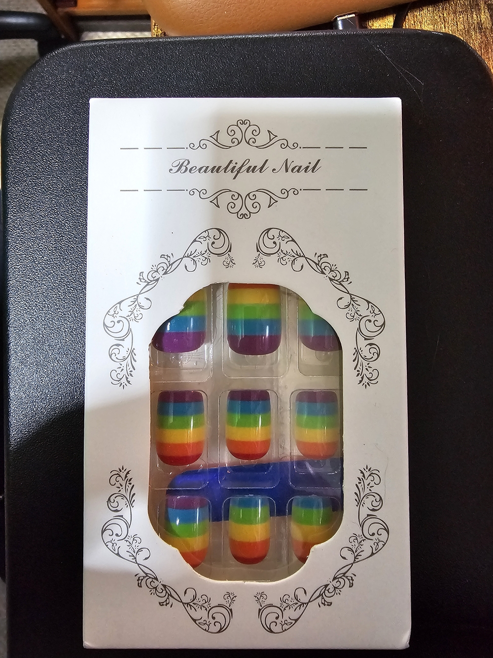 Beautiful Nail Rainbow Stripe Press-On Nails - Multicolor
